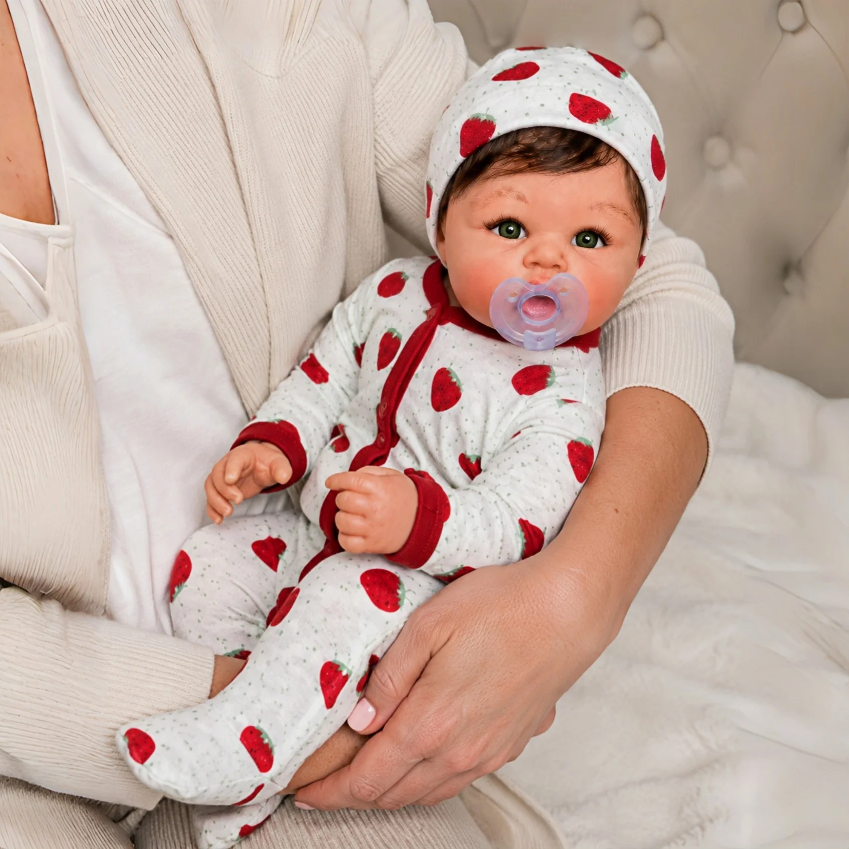 Rooted Hair 18inch Silicone Reborn Girl Doll Open Mouth Already Painted Handmade/Lifelike/Real To Touch Doll For Kids' Gift view 4