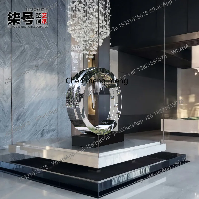 

Large stainless steel floor round ornament outdoor hotel metal garden landscaping sculpture