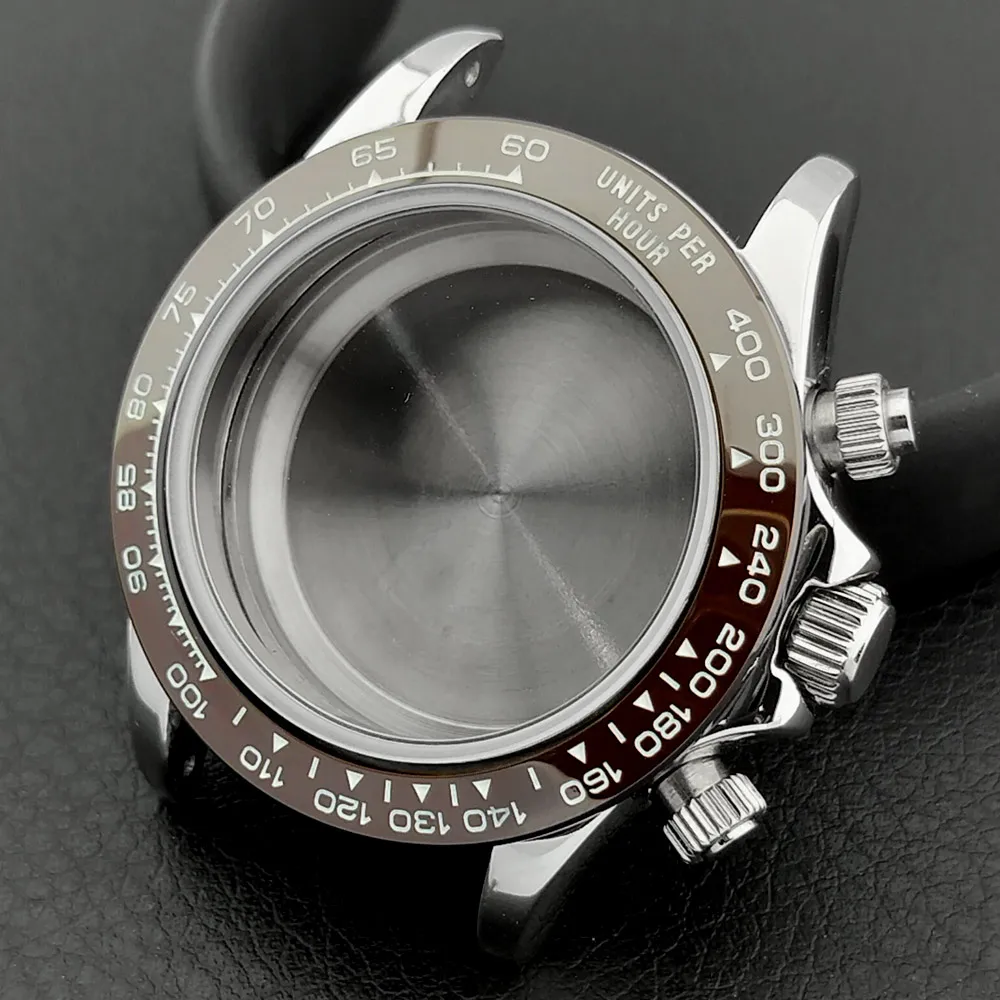 39-mm-Uhrenarmband aus Metall für Herren, passend für das VK63-Uhrwerk, mit Saphirglas, in den Farben Silber, Roségold und Schwarz, Uhrenzubehörteile. – Detail 14