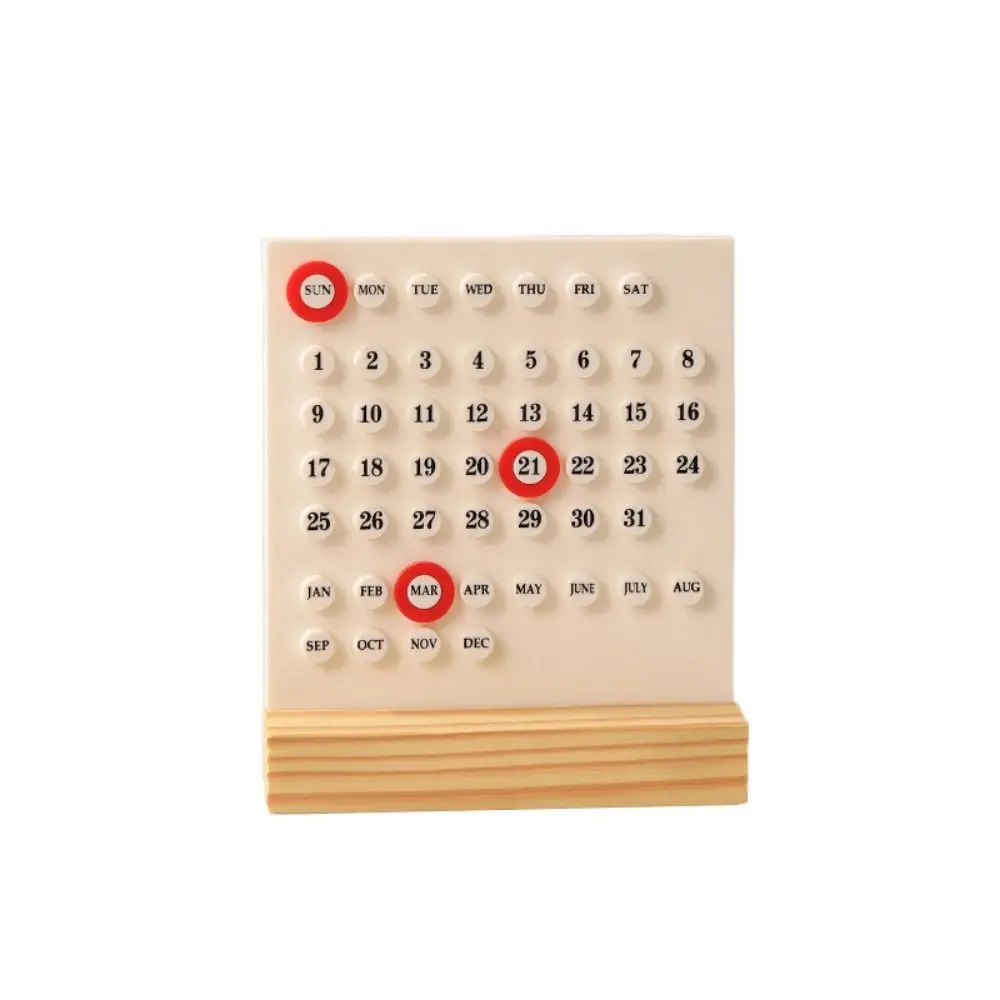 Calendario fai-da-te in acrilico con base in legno Diecimila anni Pianificatore di data in acrilico staccabile 3 anelli azionati a mano