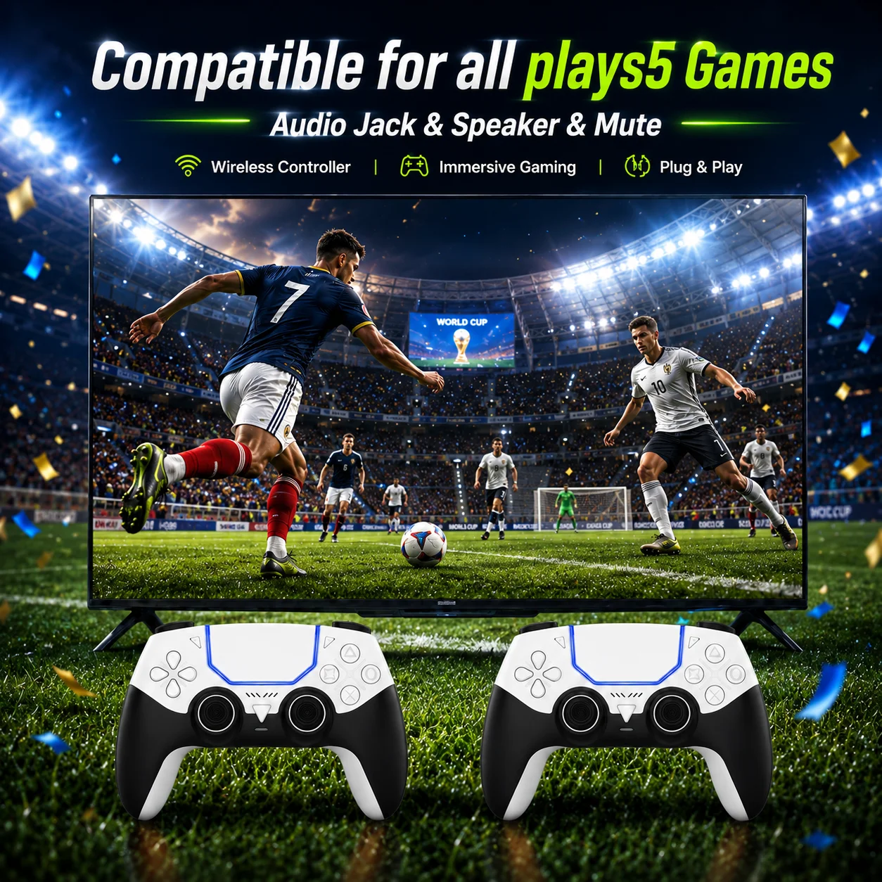 P5 Console Wireless Controller Gamepad High Sensitive Joystick Programmable Button Mapping Audio Jack Gaming Accessory