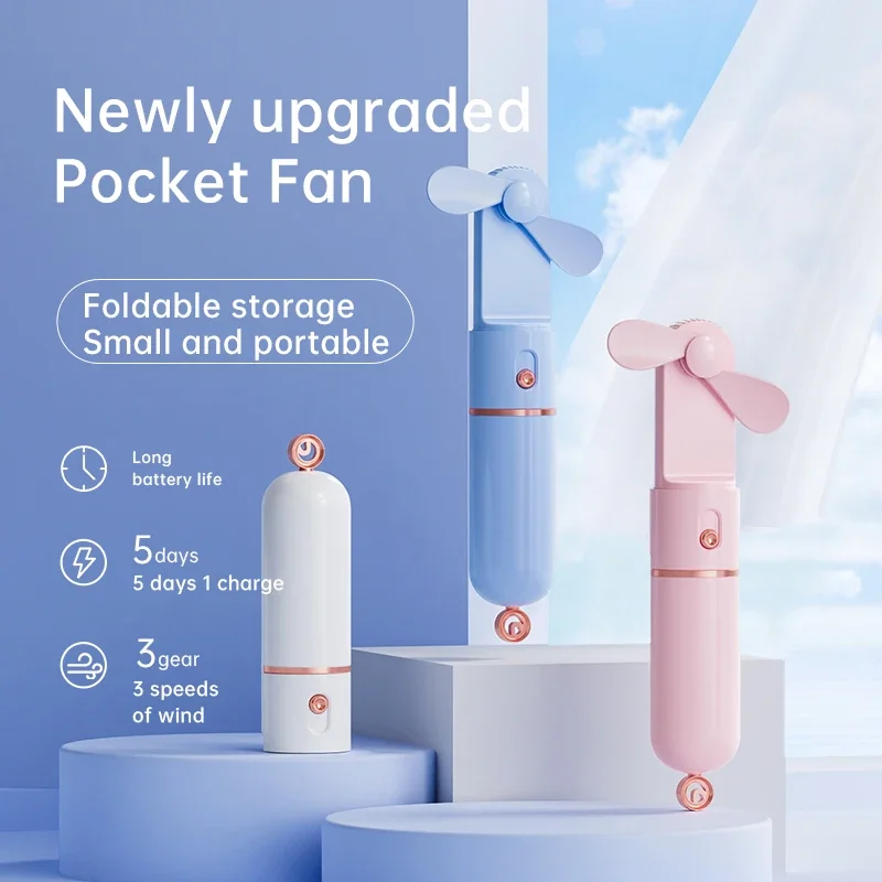 

1200mah Power Bank Mini Fan Portable Three-speed Mini Handheld Usb Rechargeable Pocket Fan Air Cooling Fan