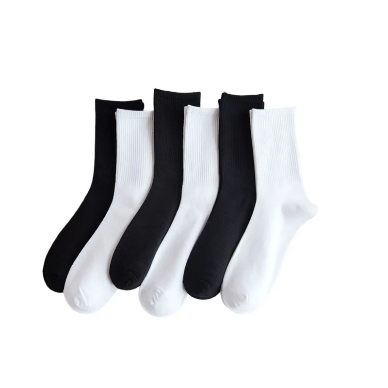 

1/6/12 Pairs Middle Tube Socks For Men Solid Colour In White and Black Streetwear Harajuku Fashion Breathable and Casual Socks
