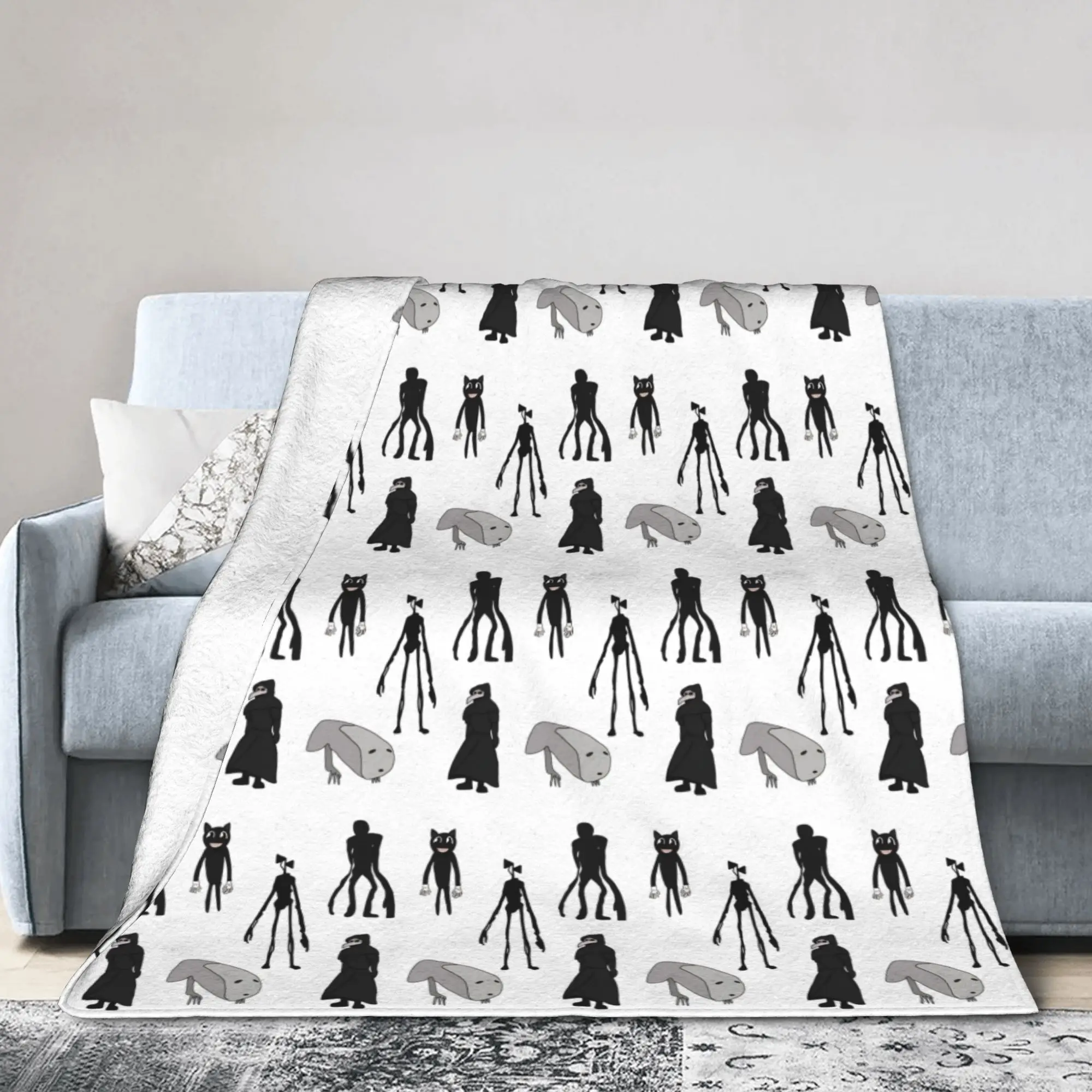 Siren Head Cartoon Horror Blanket  Flannel Awesome Breathable Throw Blankets for Home Restaurant Spring/Autumn