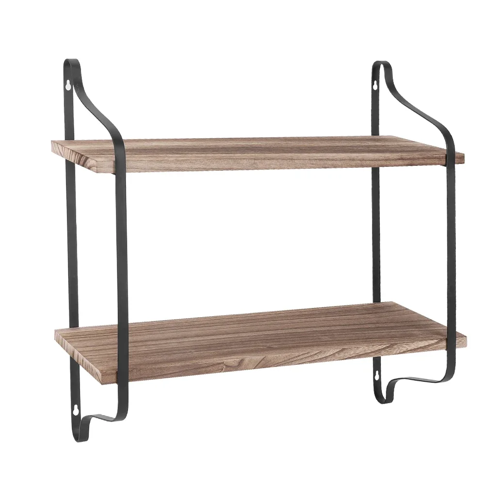 Large Rustic Industrial Pipe Wall Floating Shelf Wooden Storage Shelving Unit