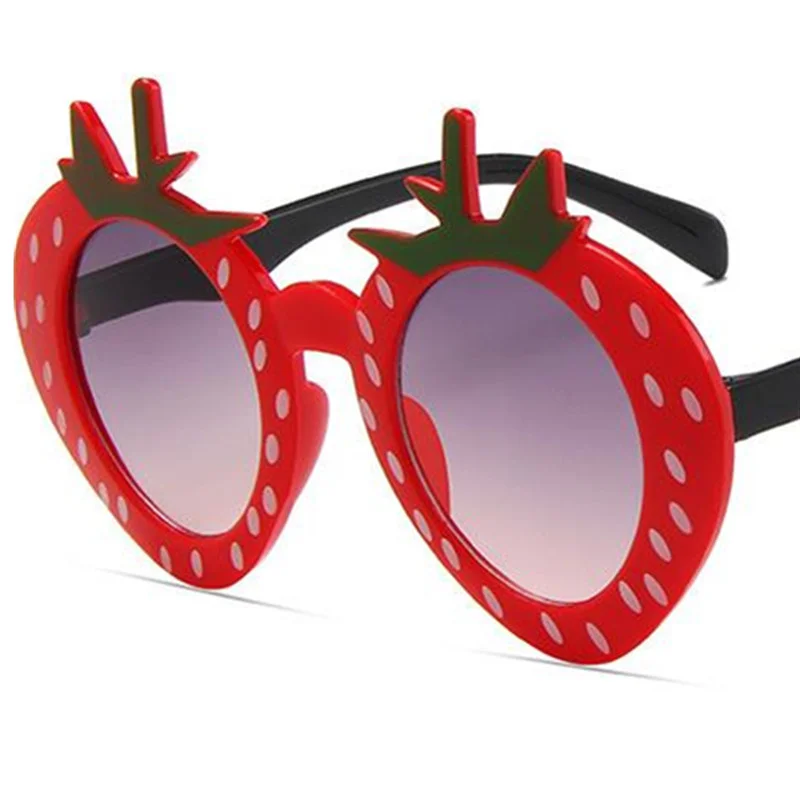 

Fashion Cartoon Lovely Sunglasses Kids Cute Strawberry Shape Frame Girls Children Sun Glasses Round Eyeglasses Shades UV400