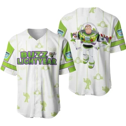 Toy Story Buzz Lightyear Baseball Uniform Men's And Women's Short-Sleeved Button-Down Shirt Disney Baseball Uniform Casual Sport