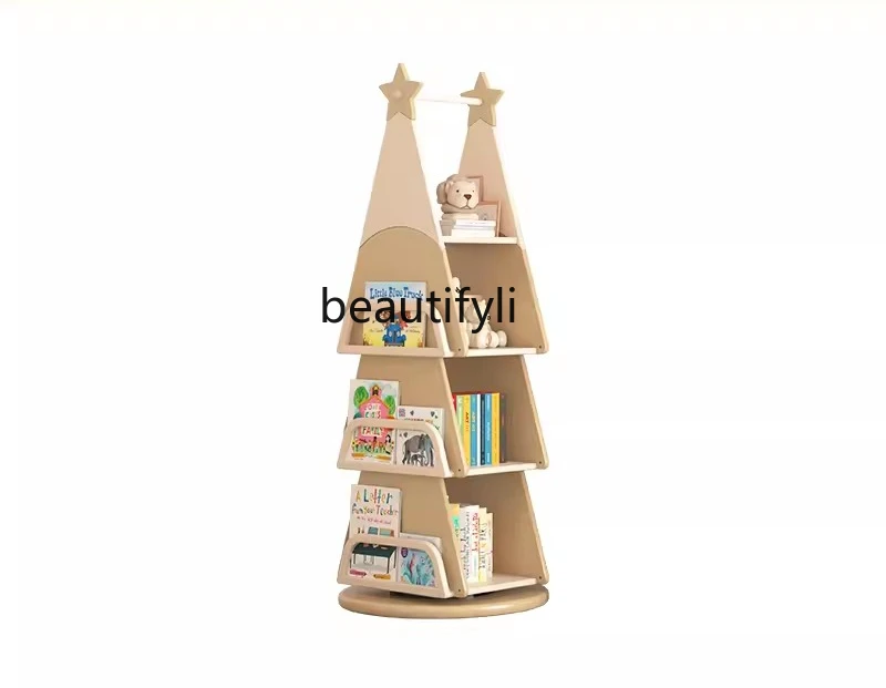 

Bookshelf 360-Degree Rotating Bookcase Solid Wood Picture Book Rack Simple Modern Floor Household Storage Rack furniture