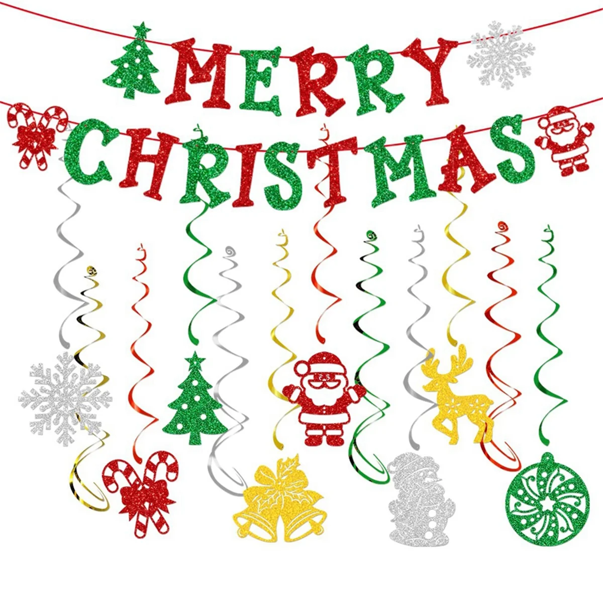 Christmas Banner and Glitter Christmas Signs Banner Christmas Banner Party Decorations for Wall Party Supplies Kit