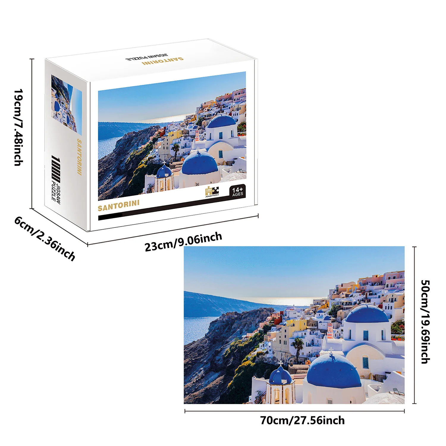 1000 Pieces Santorini Jigsaw Puzzles, Adults Teens Kids Toys Gift Educational Intellectual Decompressing Fun Family Game