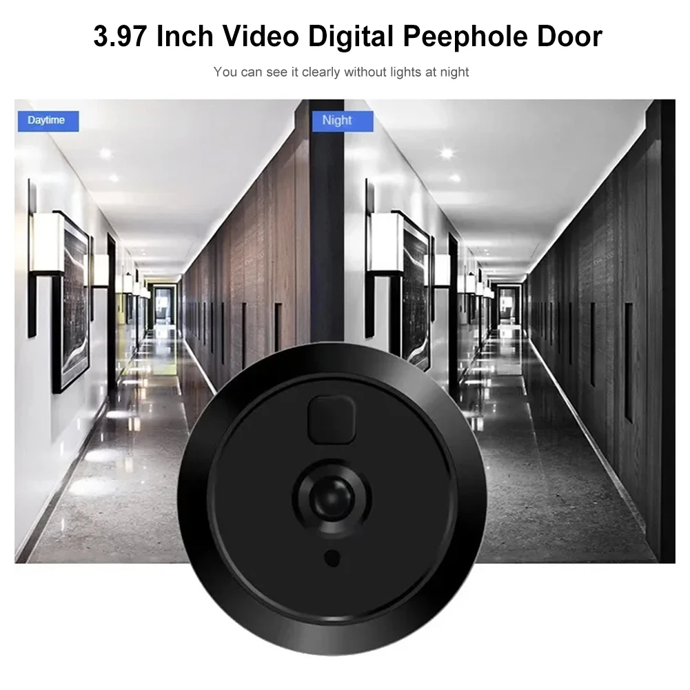 3.97inch Smart Door Peephole Doorbell Viewer Camera Home Security Night Vision Video Door Camera Video Recording for Home Office
