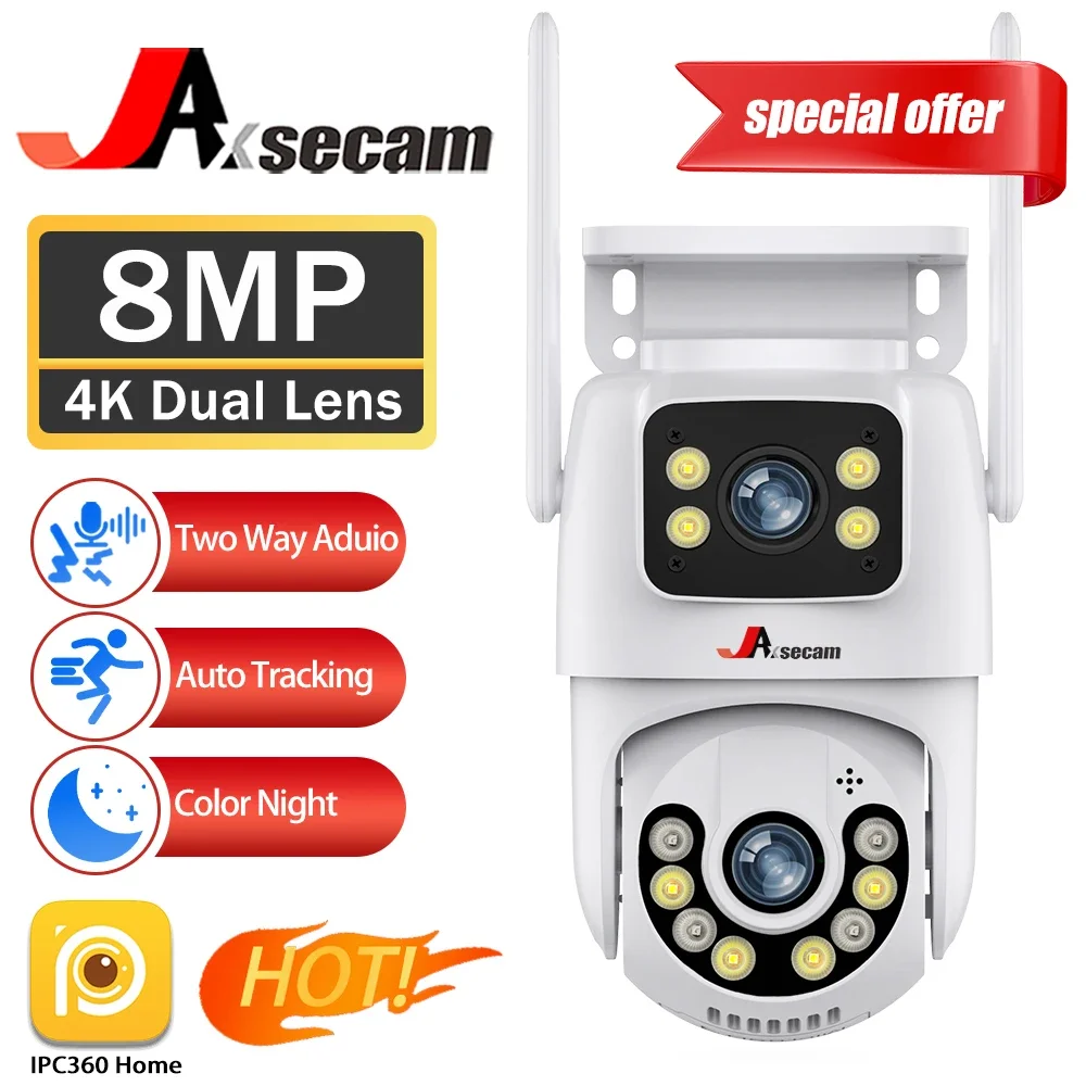 

4K 8MP PTZ Camera Seguranca Wifi Security Camera Dual Lens Auto Tracking Wireless CCTV Surveillance Camera IPC360 Home