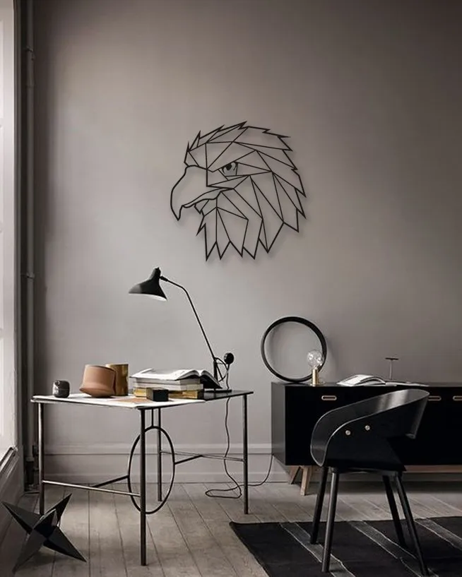 Eagle Designed Geometric Shaped Metal Table Decorative Wall Decor Black Wall Décor,Living Room, Bedroom, Kitchen, bathroom Inte