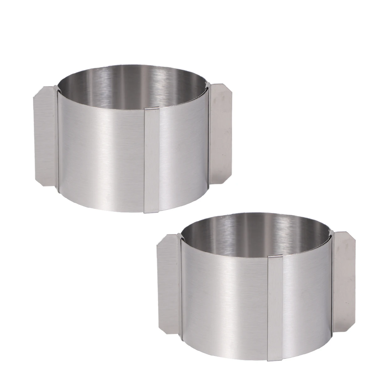 

2pcs Stainless Steel Mousse Mold Round 6-10cm Adjustable Cake Maker Non Stick Easy Storage Suitable Microwave Freezer