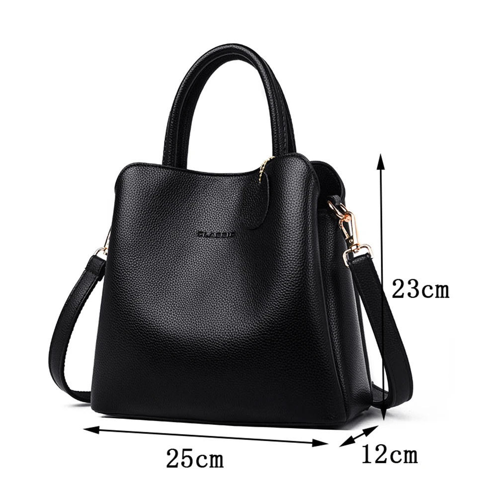 Brand Luxury Handbags Women Bags Designer Super Quality Leather Handbags Casual Tote Bag Ladies Shoulder Crossbody Bag 3 Pockets