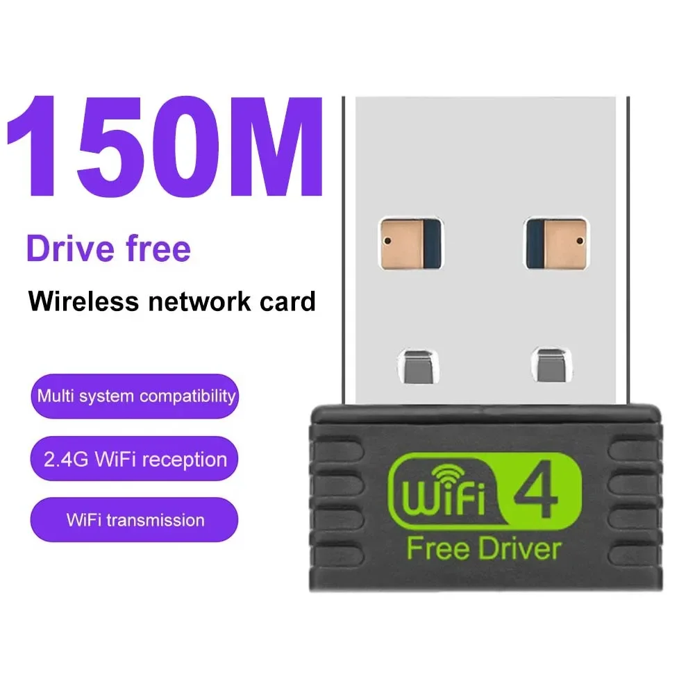 

2.4GHz Mini USB WiFi Adapter 150Mbps Wireless Network Card Built-In Antenna Free Drive USB Dongle Wi-Fi Adaptador for PC Laptop