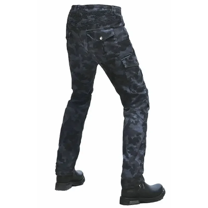 Motorcycle Riding Jeans Volero Loose Straight Motocross Protection Pants Navy Blue Camouflage Motor Biker Cycling Trousers