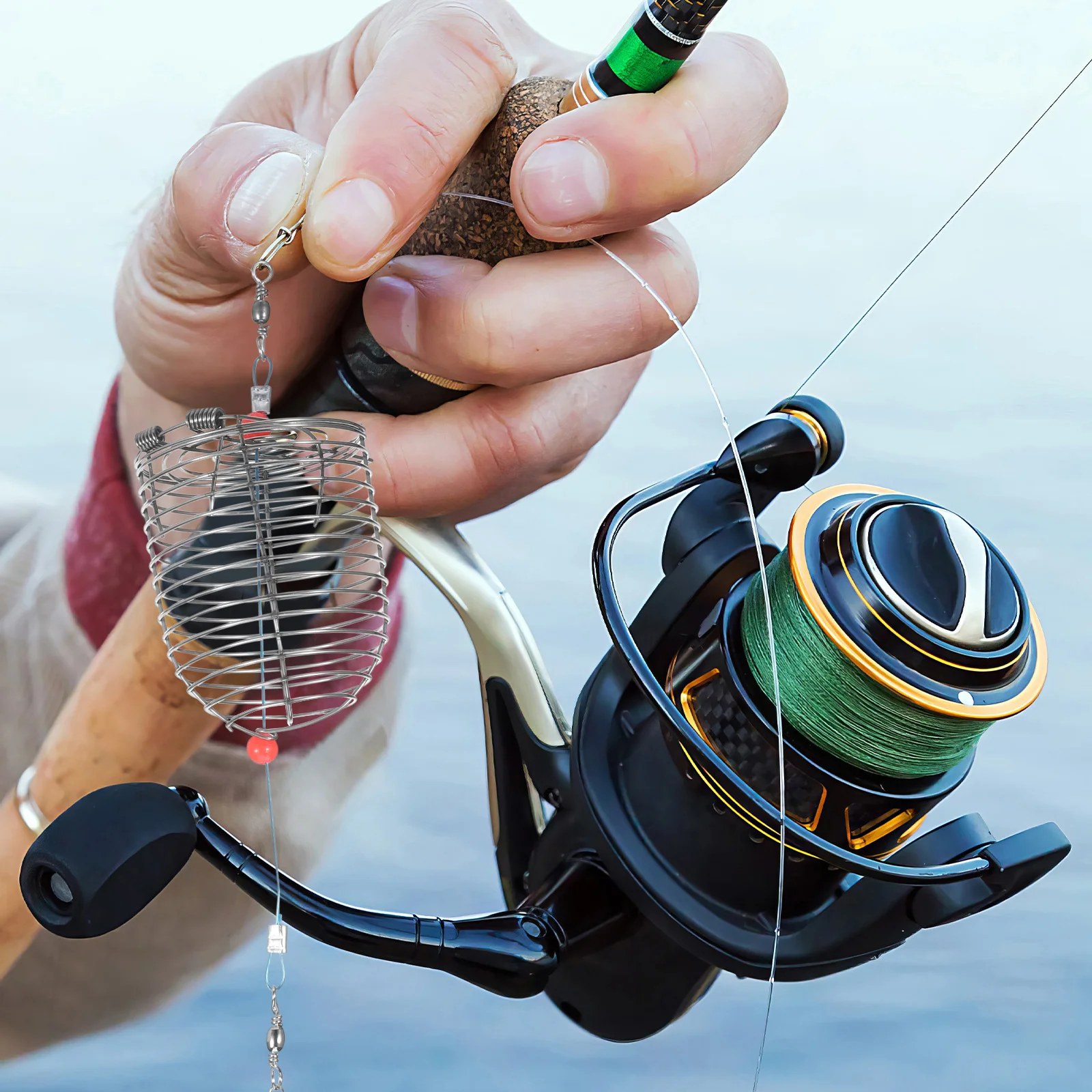 

2 pcs Stainless Bait Cage Fishing Trap Basket Folding Catching Sea Fish Eel Crab Lobster Shrimp Fishing Bait Trap Crawfish