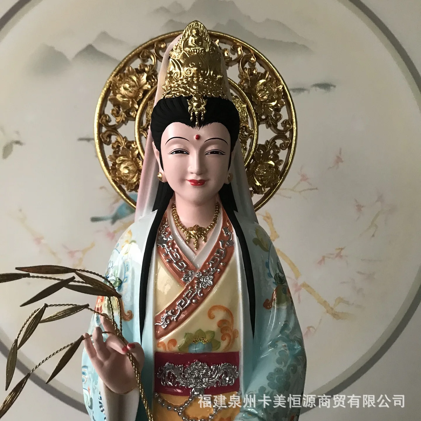 CZ hand-painted Guanyin Bodhisattva Nanhai Guanyin Buddha statue home living room offering lucky Guanyin statue ornament