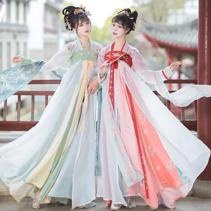 

WATER Chinese Style Traditional Hanfu Women's Dresses Ancient Breast Length Ru Skirt Embroidered Four Piece Suit Cosplay