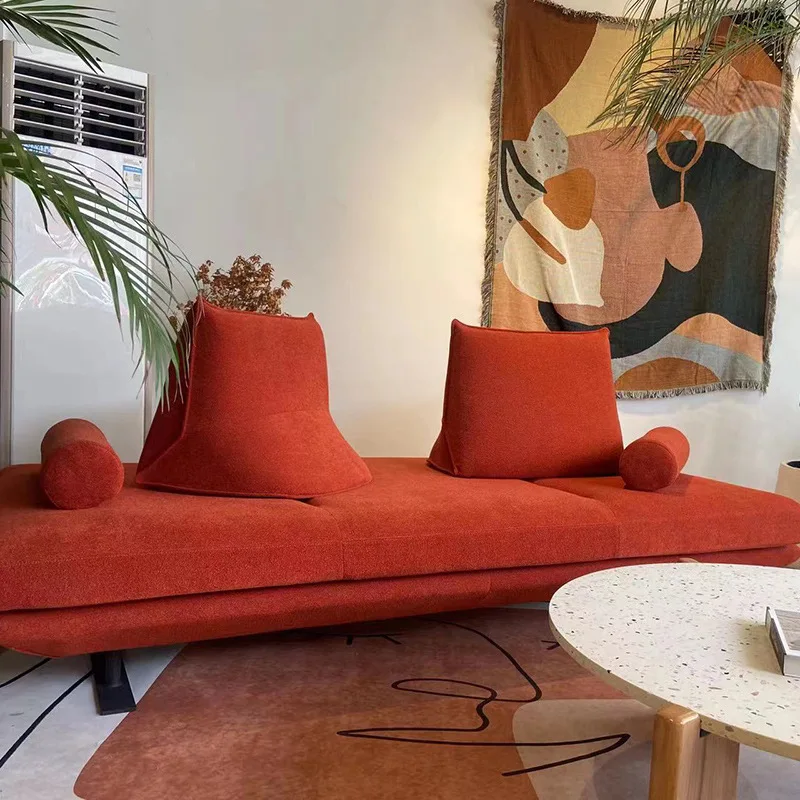 Straight fabric sofa without backrest, bedroom without armrests, living room sofa