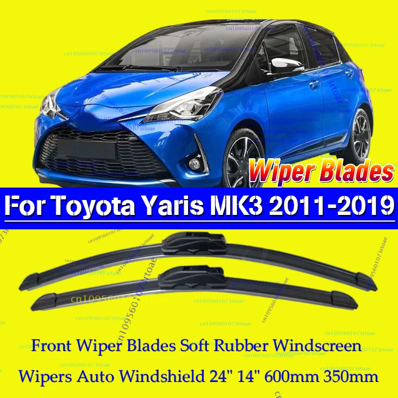 

Car Wiper For Toyota Yaris MK3 2011-2019 Front Wiper Blades Soft Rubber Windscreen Wipers Auto Windshield 24" 14" 600mm 350mm