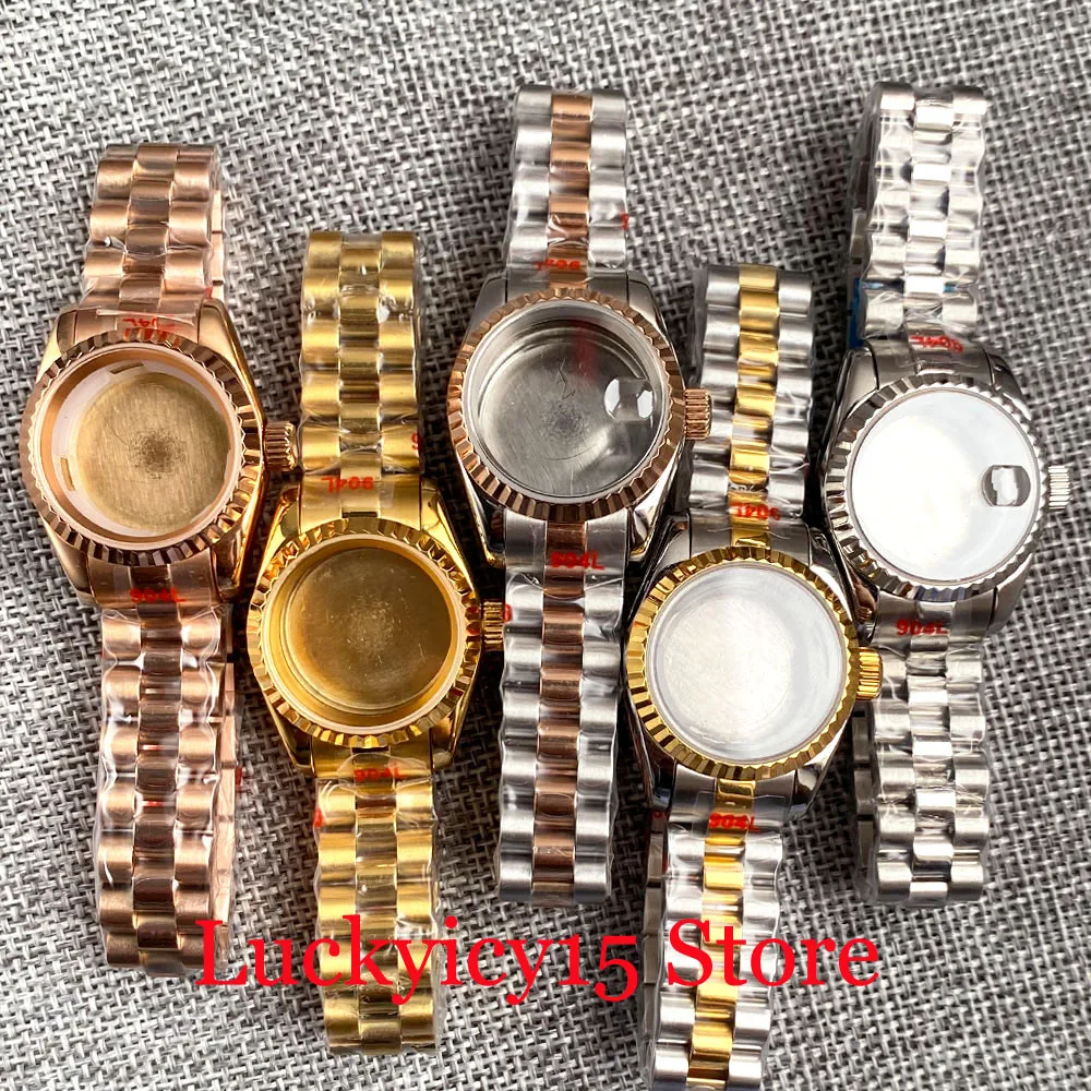 

316L Stainless Steel 26MM Lady Watch Case With Date Window Fit NH05A NH06A Two Tone Bracelet Sapphire Glass Solid Back