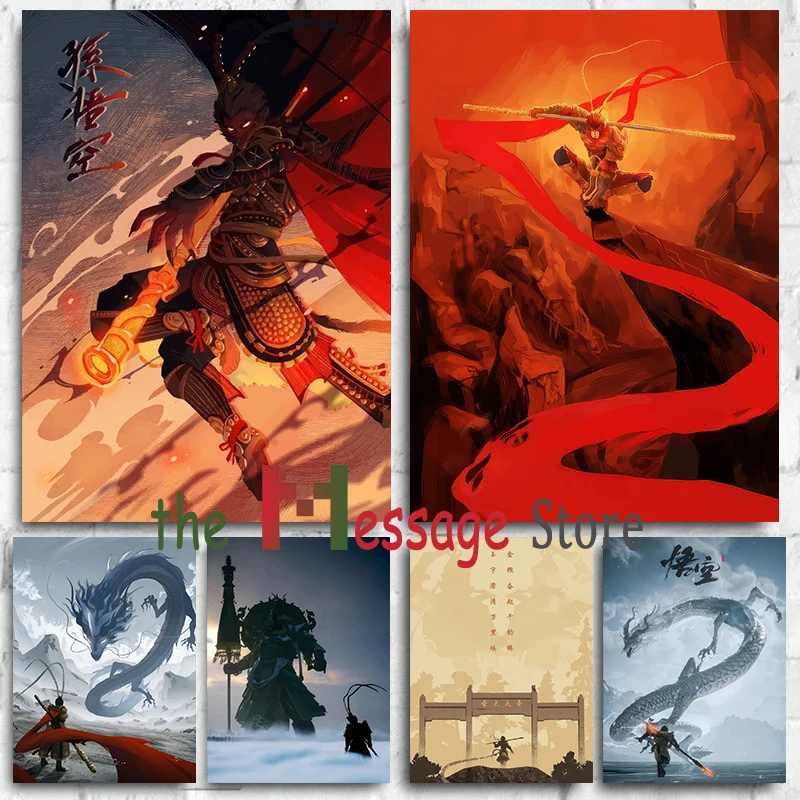 

Black Myth Wukong Video Game Poster Canvas Prints Black Myth Aesthetic Wall Decor Gaming Room Internet Bar Aesthetic Decoration