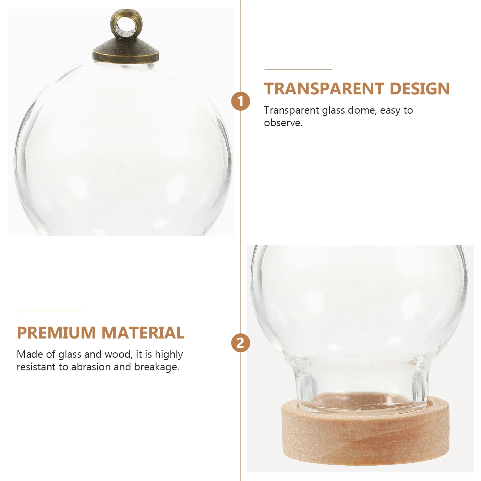 

3Pcs Mini Glass Dome Display Case with Base Clear Cloche for Rose Aquarium Flower Preservation Home Decoration