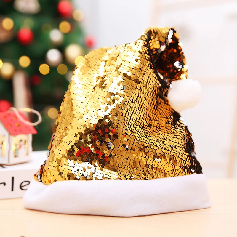 Adult Sequin Christmas Sequins Old Man Hat Double Sided Glitter Christmas Santa Claus Hat Christmas Hat New Year's Day Party