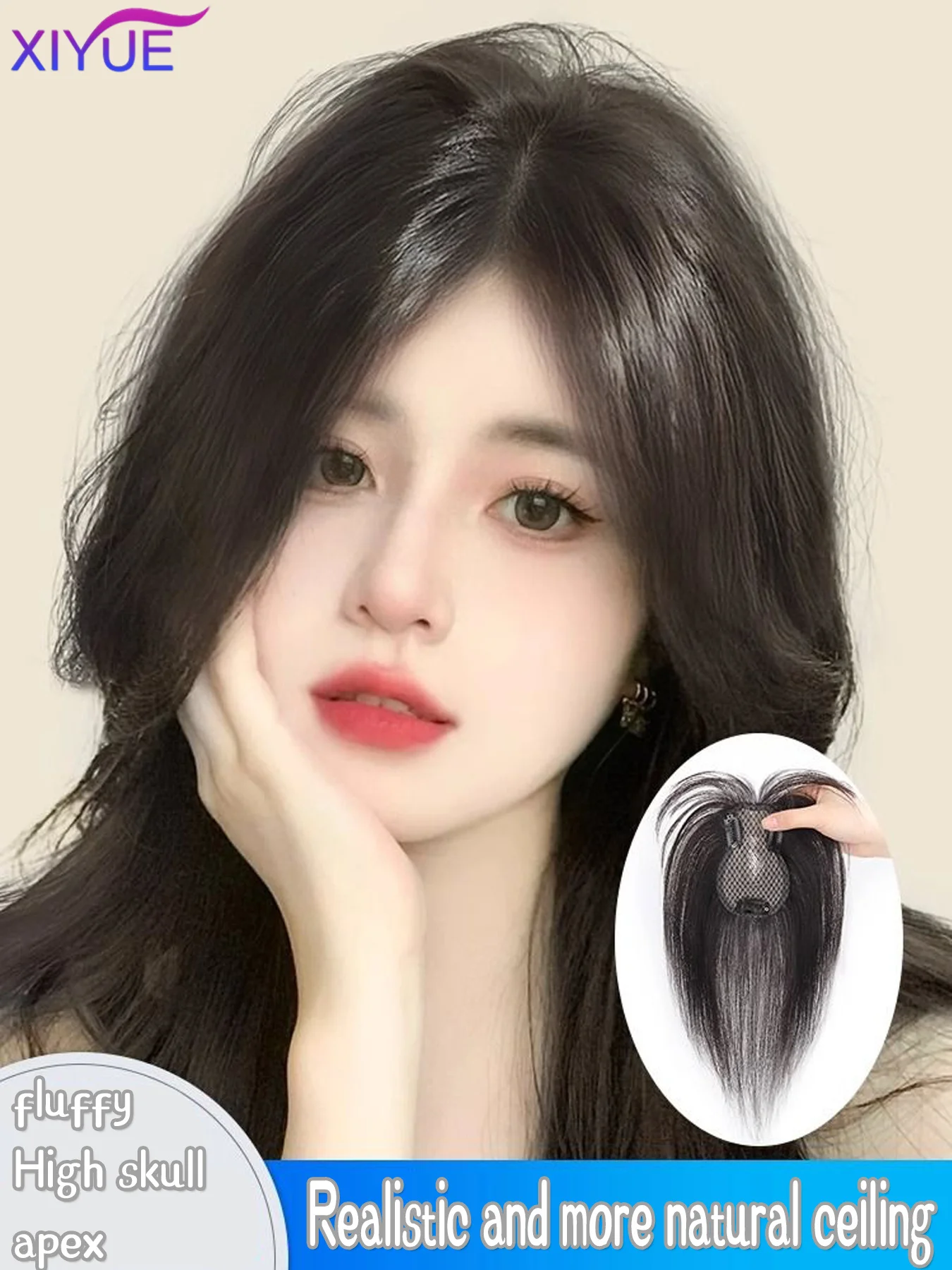 3D Bangs Invisible Seamless Head Hair Water Ripple Hair Air Bangs Head Overhead Natural Invisible Replacement Cover White Hair