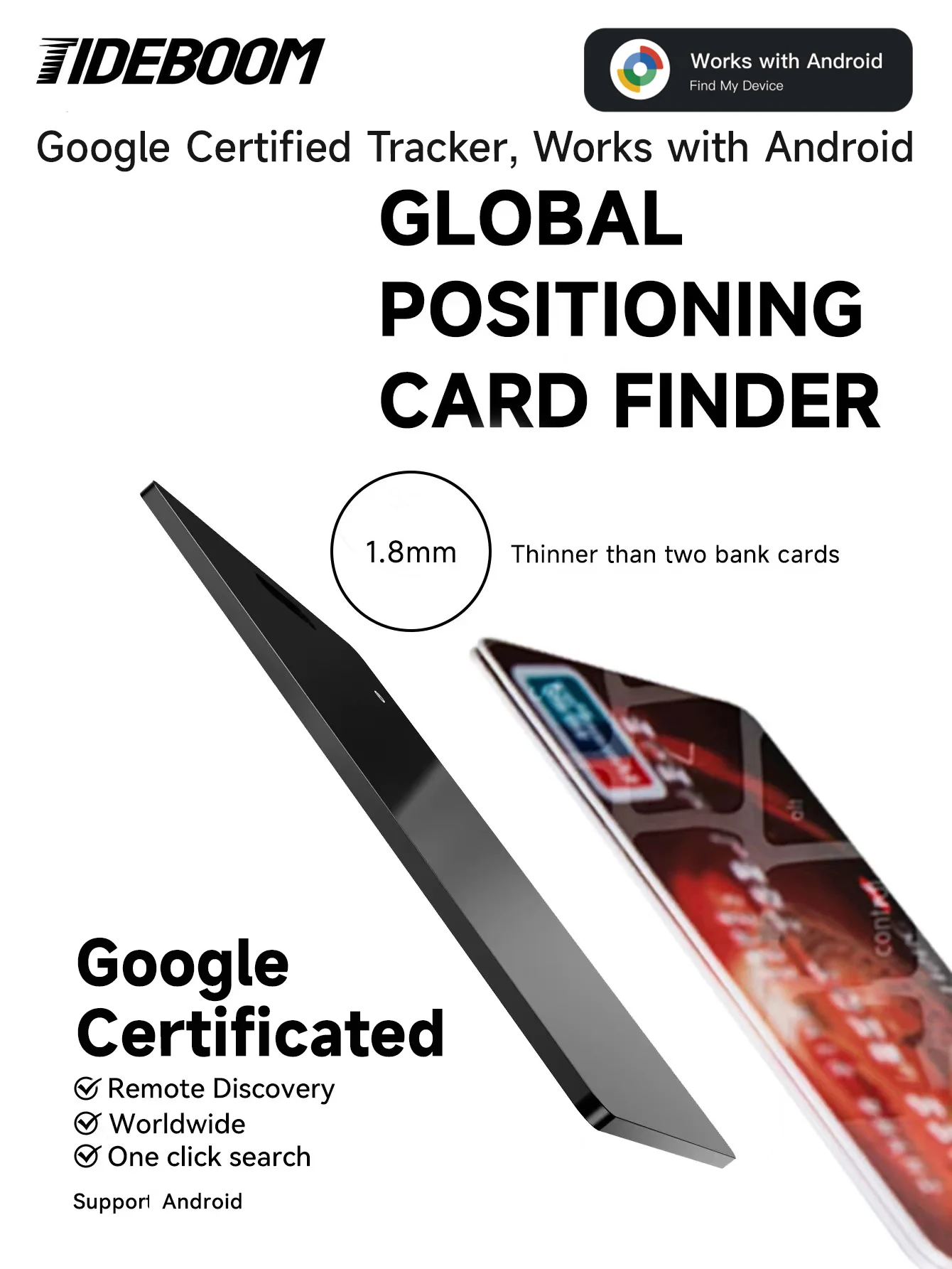 Wallet Tracker Sottile 2mm Per Android – Scheda GPS Con Google Find Hub, IP68 Impermeabile, Ricarica Wireless, Per Portafogli, Borsa E Bagagli (Nero) - 4