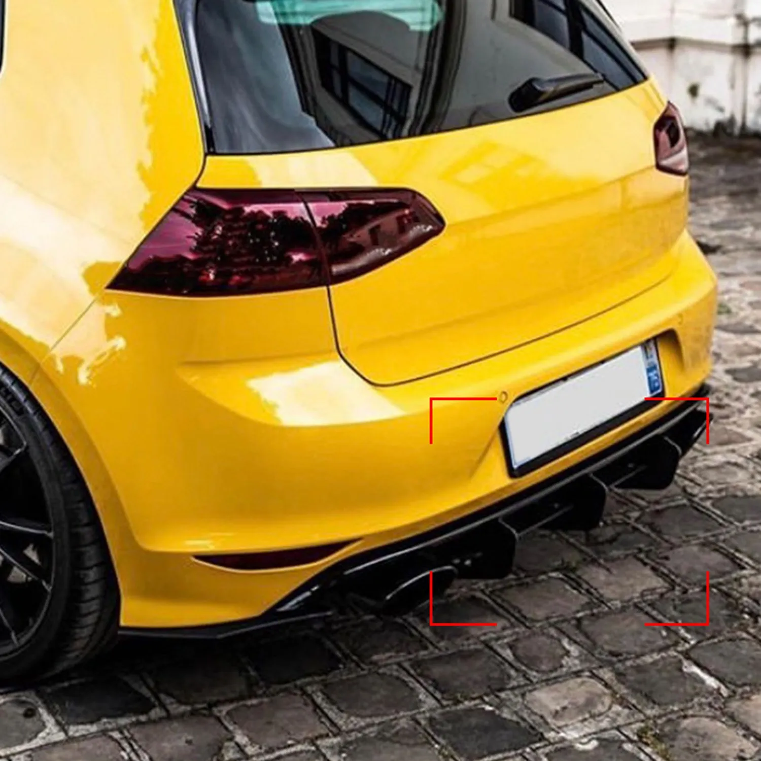 

A040-For Golf 7R Golf 7 R 2013-2016 Glossy Black Rear Bumper Diffuser Splitter Spoiler Fins Trim