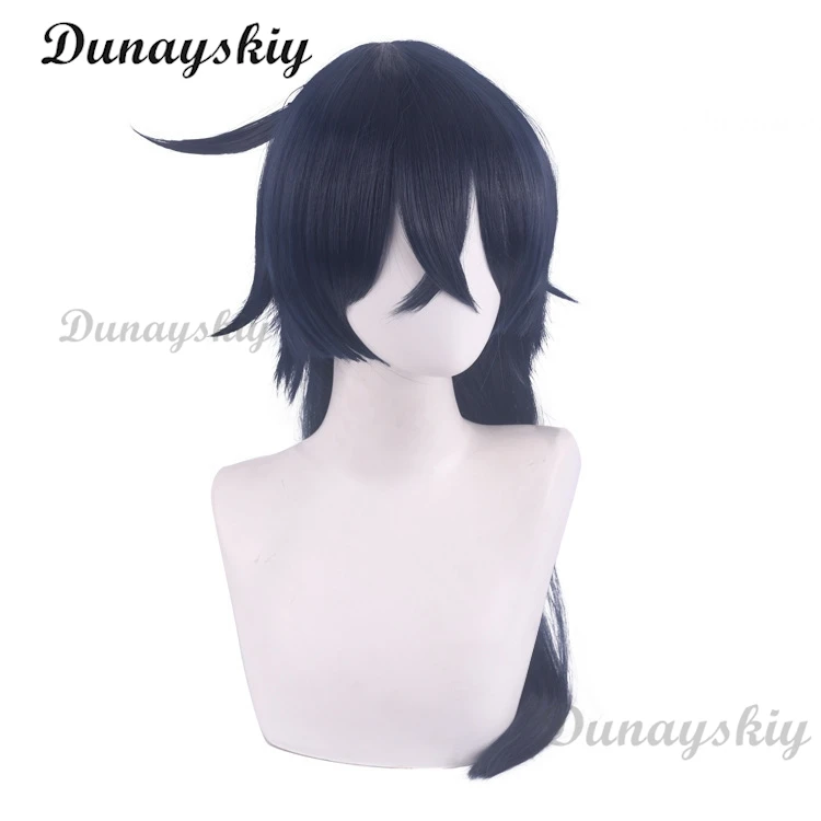 Anime The Case Study of Vanitas Cosplay Wig Vanitas No Karte Dark Blue Hair Earring Ear Clips Heat Resistant Hair Wigs + Wig Cap