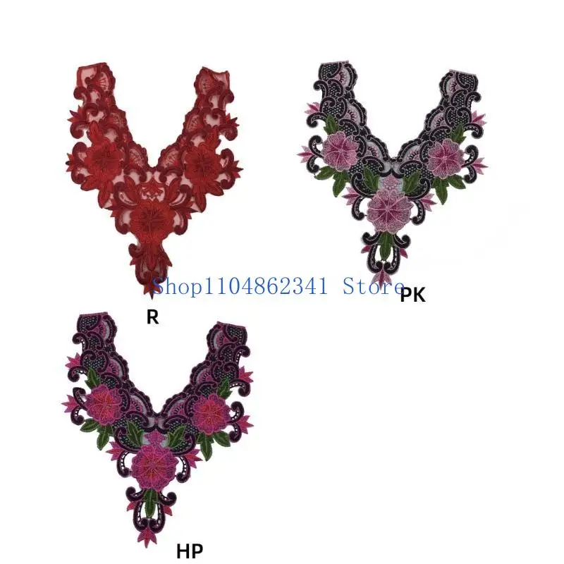 

5asd сетки универсальный вышивка воротник узор цветок вышитый кружевной воротник для стильных нарядов