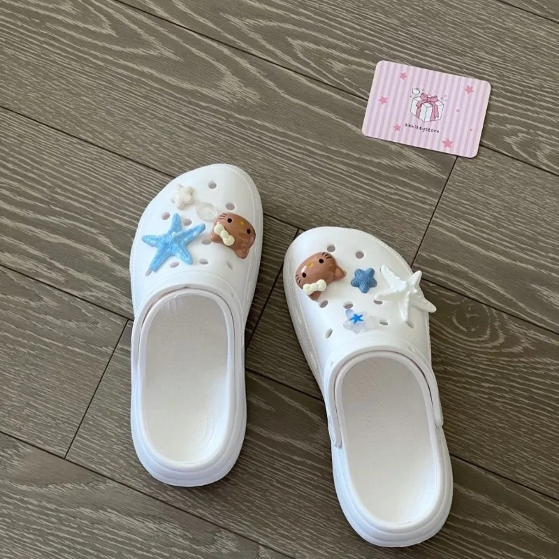 Cute Sanrio HelloKitty Summer Croc Charms Starfish Ocean Flower Diy Shoe Accessories Beach Black Skin Kawaii Cute Anime Gifts - view 2