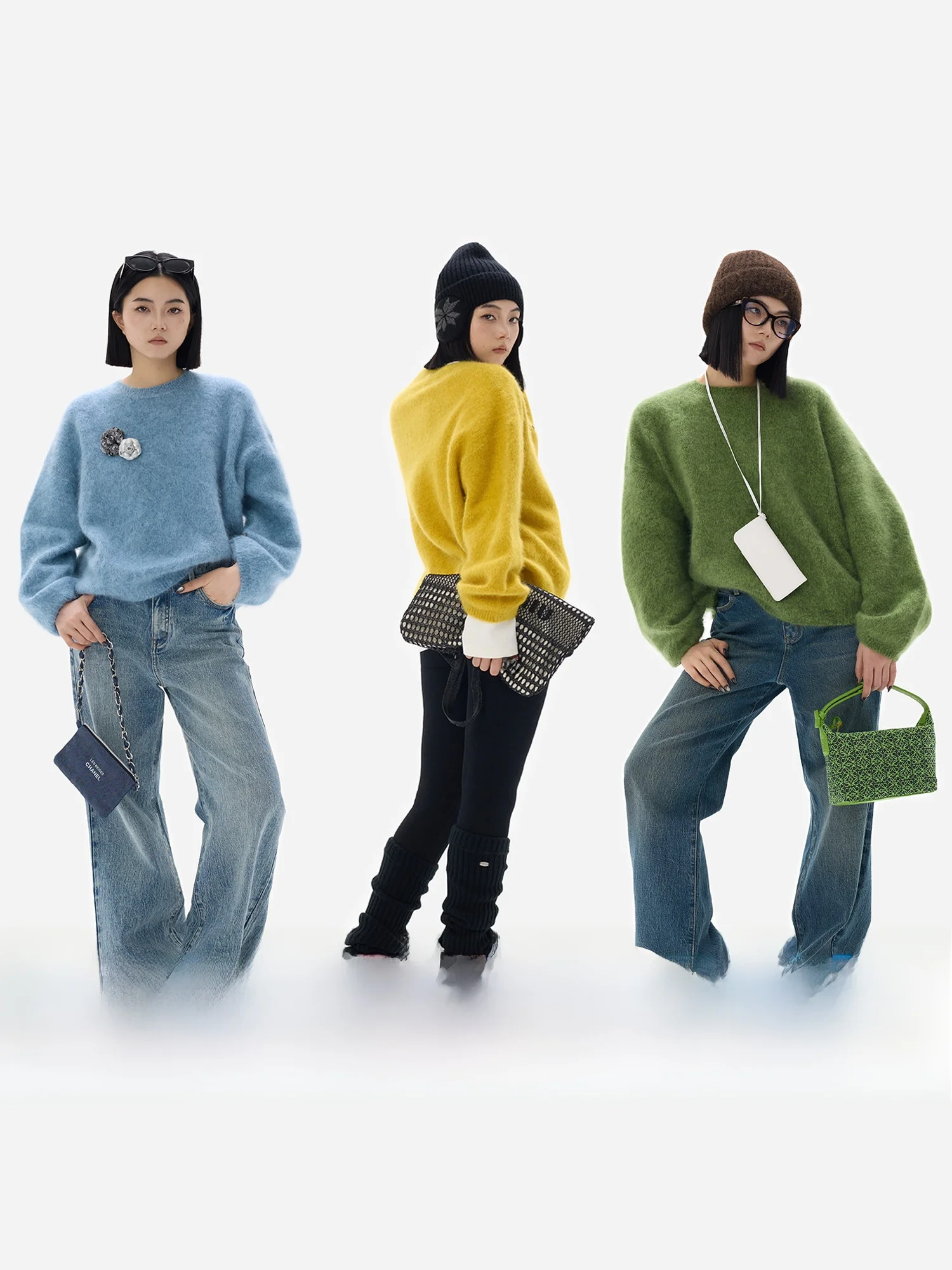 

eGuYue 00% Camere Mixed Yarn Overhead Sve Design Sweater Loose Fit Knitted Long Sve round Ne Sweater