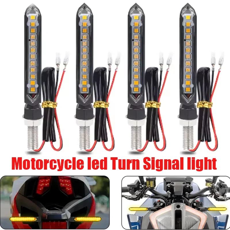 Image of 8mm LED Motorrad Blinker Licht Blinker Universal 12V Indikatoren Lichter Bernstein Fließende Wasser Fasher Lampe Hinten Blinker