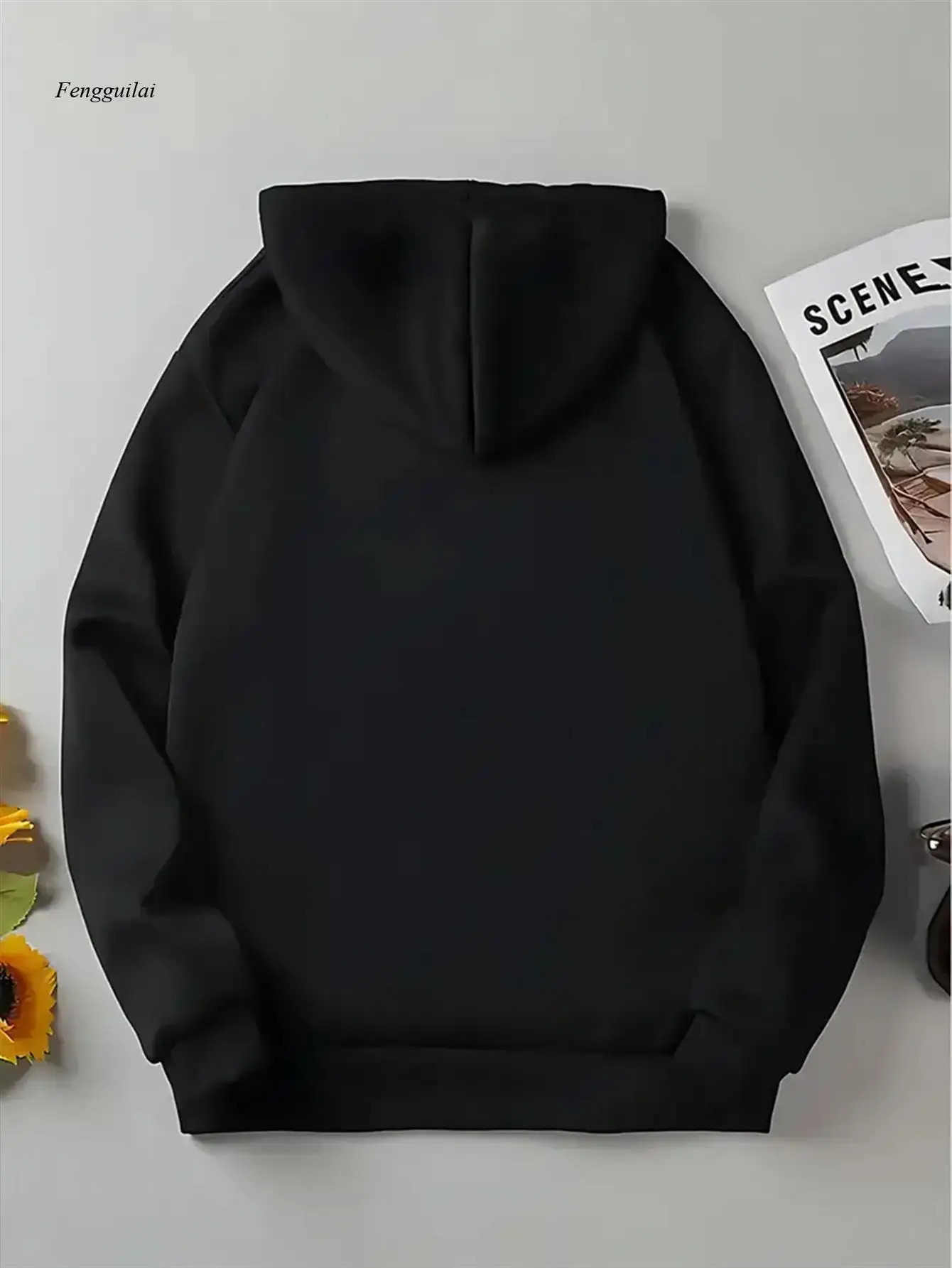 Felpa con cappuccio casual e comoda |   Top versatile autunnale e invernale a maniche lunghe alla moda con foresta di montagna di neve