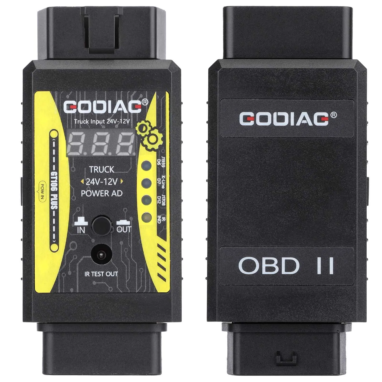 GODIAG GT106 PLUS 24V to 12V Heavy Duty Truck Adapter with Fuel Injector Test & Cleaning and Testing Relay for Cars and Trucks