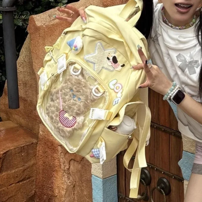 

Japanese Cute Bear Ice Cream Cake Backpack Women Large Capacity Anime Transparent Ita Bag Ladies Student Backpack Mochilas Mujer