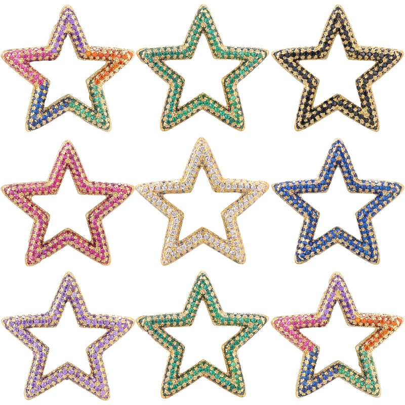 Juya Handmade Decorations Rainbow Cubic Zirconia Lover Heart Star Of David Oval Charms For DIY Needlework Pendant Jewelry Making