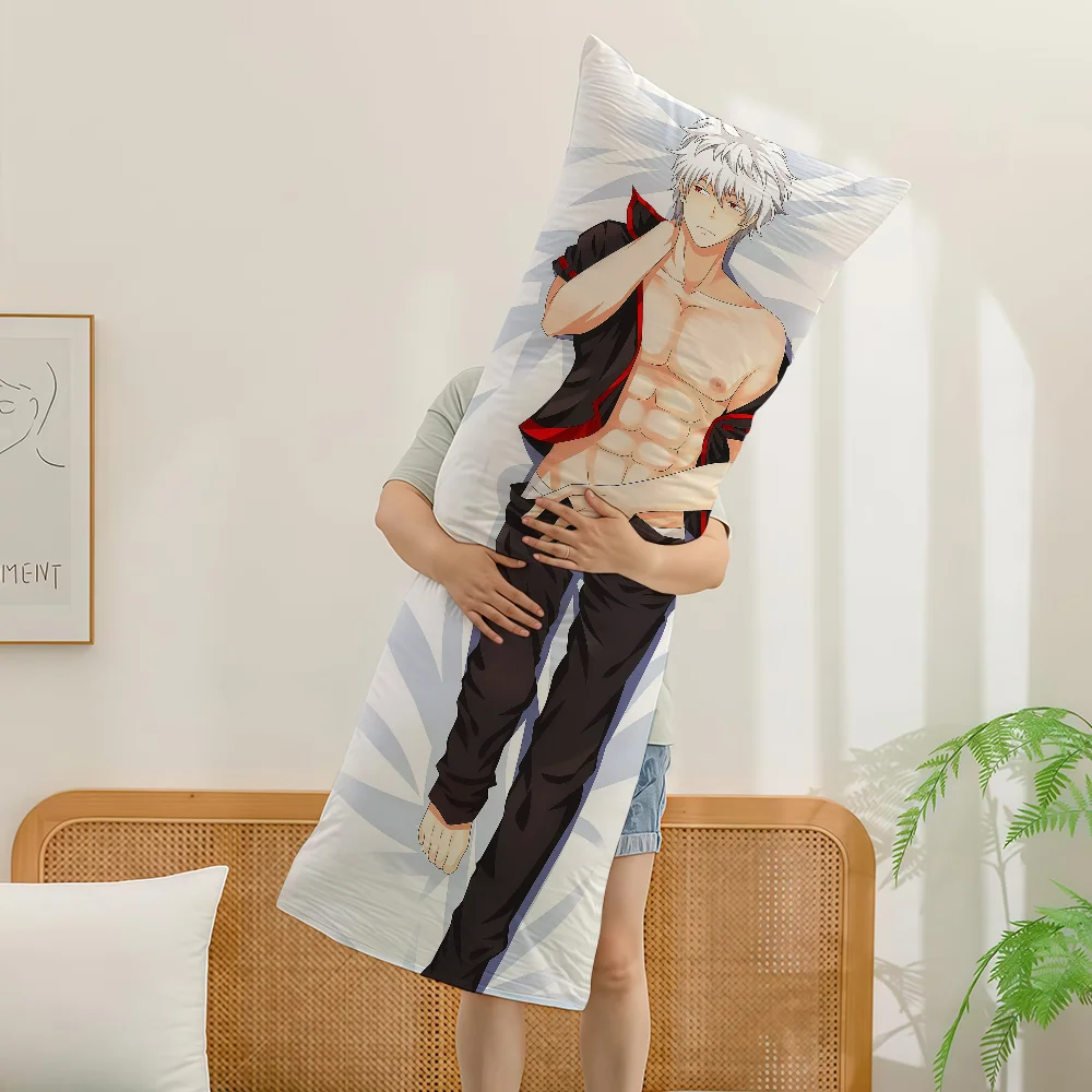 Funny Anime Gintama Cushion Cover Extra Long Lumbar Throw Cover Bed Pillow Bolster Body Case Living Room Sofa Car