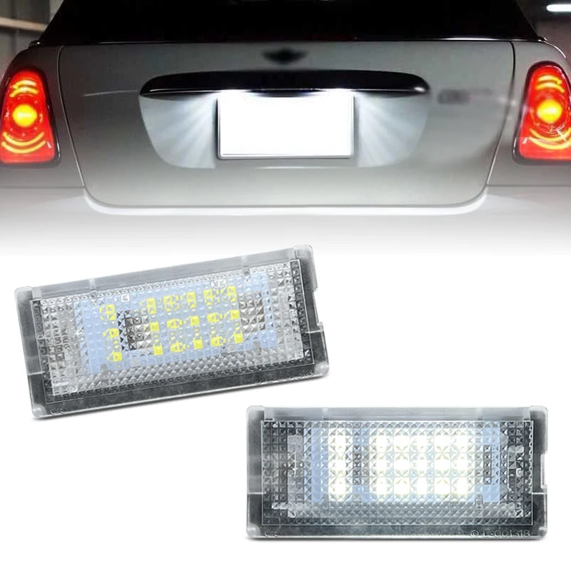 2Pcs For Mini Cooper R50 R52 R53 White LED Number License Plate Light