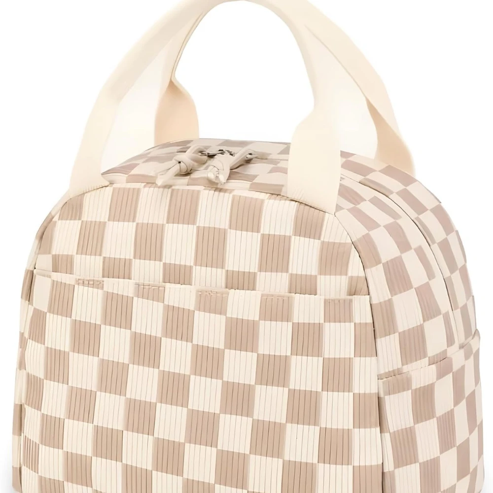 

Insulated Easy To Carry, Keep Cool and Fresh, Large Capacity for Office, Park, Picnic and Travel (Corduroy Checkered Brown)