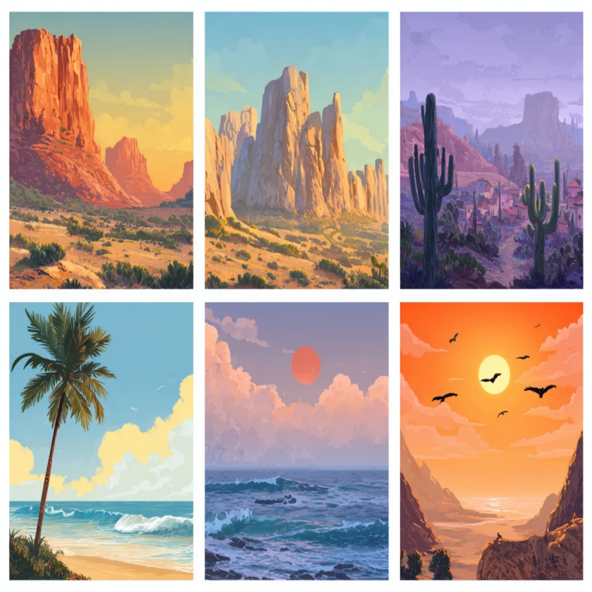 

6 groups of paintings Deserts, deserts and oceans Painting By Numbers Kit DIY Acrylic Artwork Canvas Art Gift Home
