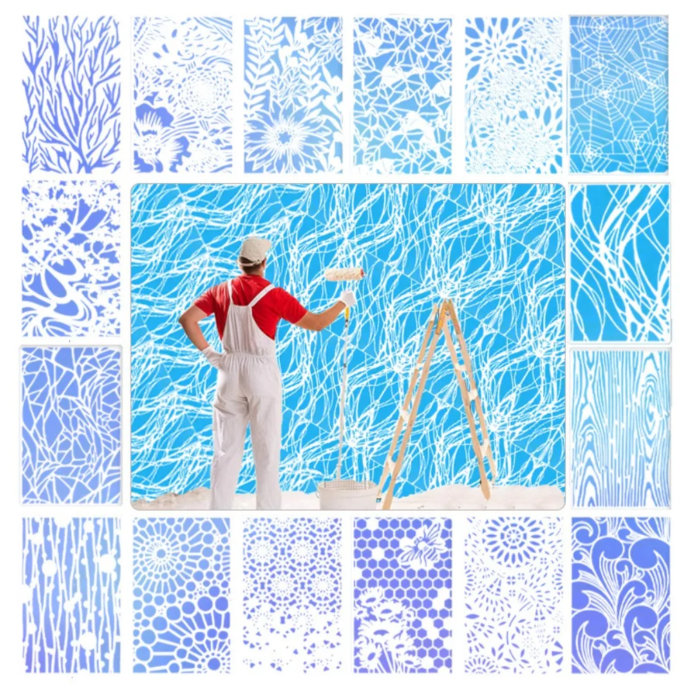 

6/16/18 шт. 6/16/18 шт. настенный трафарет с полевыми цветами, живопись, домашний декор, рисунок, скрапбукинг, свадебные шаблоны, многоразовые