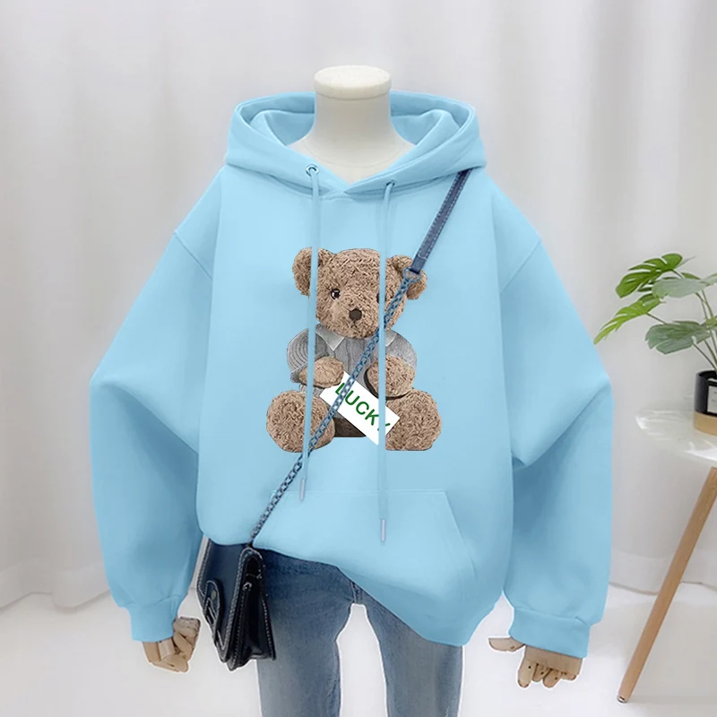 MATTA 2022 Mỹ Retro Ins Triều Gấu Áo Nữ Thu Đông Oversize Cọc Dày Kích Thước Lớn Hoodie áo Khoác