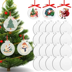 1/50PCS Christmas Round Acrylic Circles Disc Clear Blanks DIY Xmas Tree Hanging Decorations Discs Keychain Ornament Kid Gifts