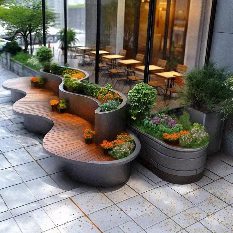 في الهواء الطلق فيلا فناء صندوق زهور مقعد مزيج مربع الترفيه كرسي انتظار البلدية زهرة فتحة زهرة